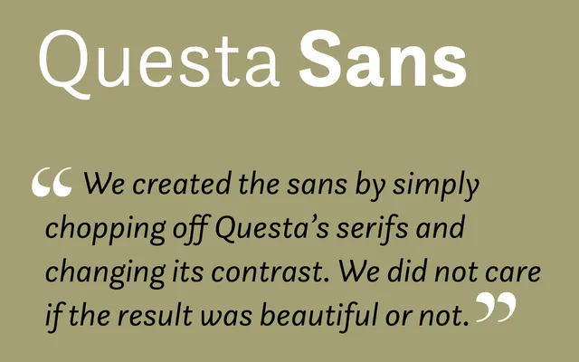 Questa Sans specimen from The Questa Project