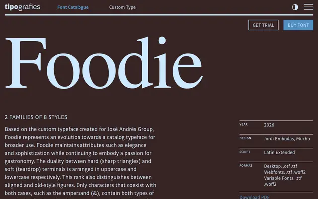 Foodie specimen from Tipografies