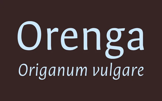 Orenga specimen from Tipografies