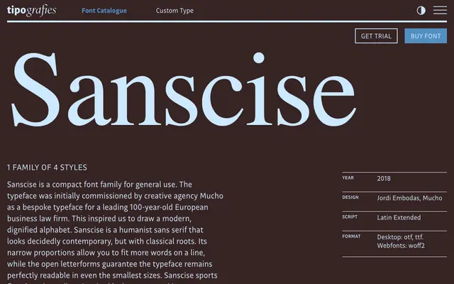 Sanscise specimen from Tipografies