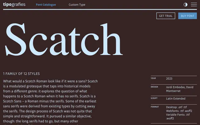 Scatch specimen from Tipografies