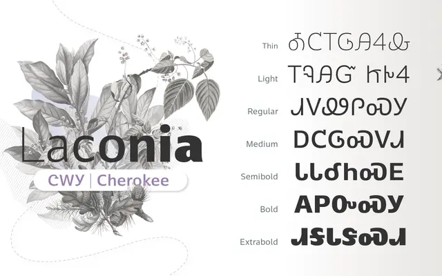 Laconia Cherokee specimen from Tiro Typeworks