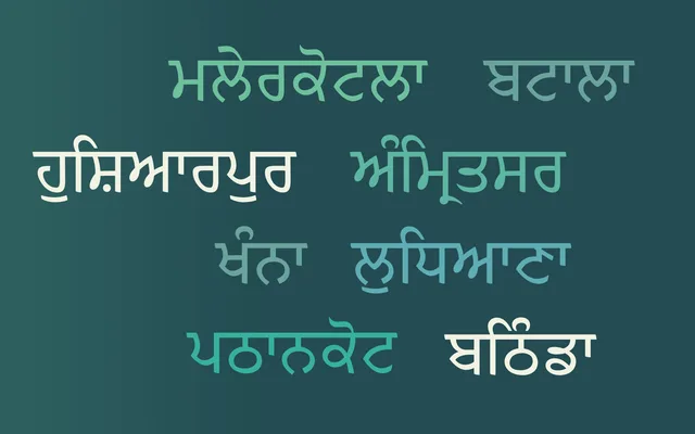 Tiro Gurmukhi specimen from Tiro Typeworks