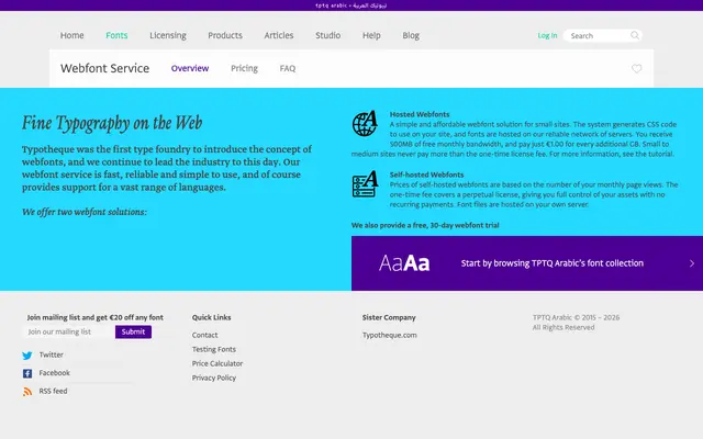 Webfonts specimen from TPTQ Arabic