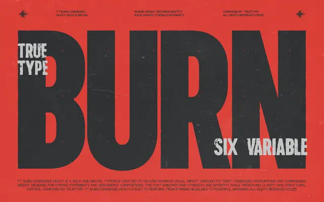 TRT BURN specimen from TrueType