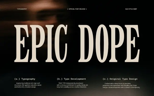 TRT Epic Dope specimen from TrueType