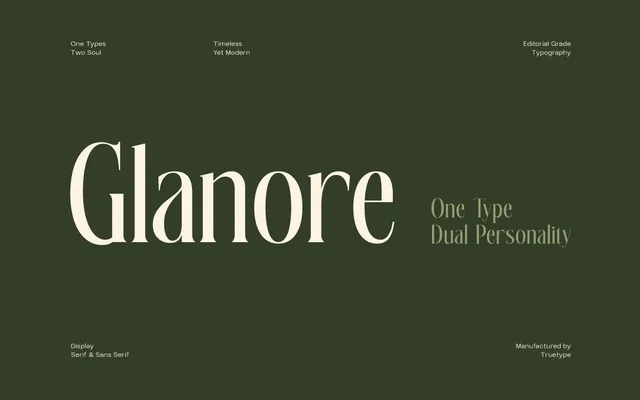 TRT Glanore specimen from TrueType