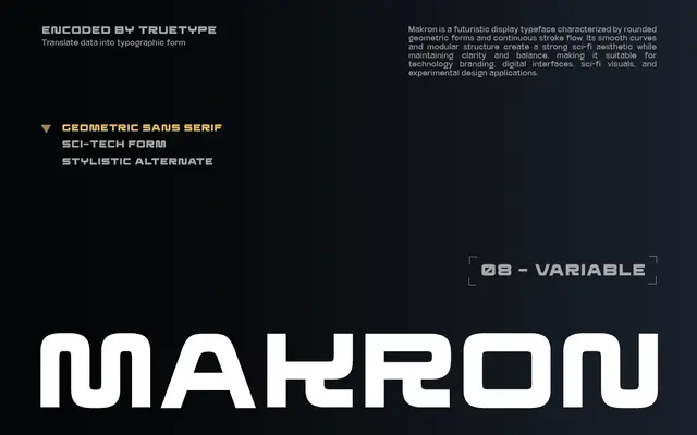TRT MAKRON specimen from TrueType