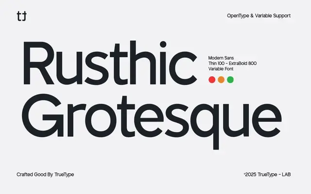 TRT Rusthic specimen from TrueType