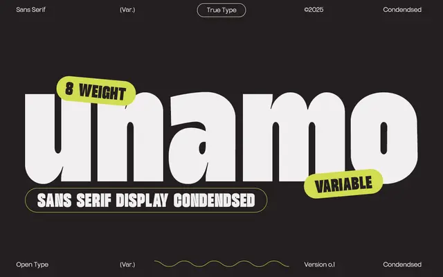 TRT Unamo specimen from TrueType