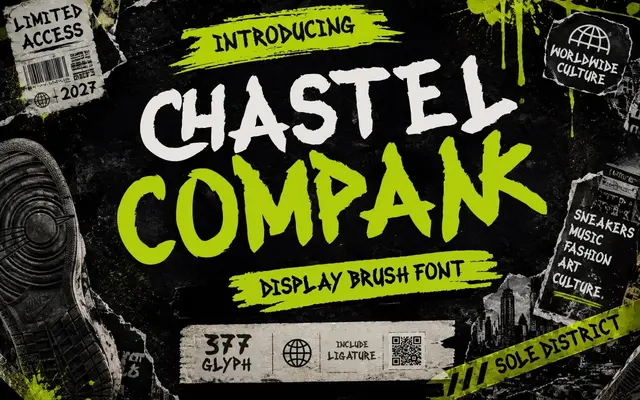 Chastel Compank – Brush Display Font specimen from Twinletter
