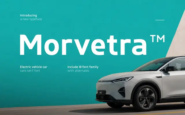 Morvetra TM – Electric Vehicle Sans specimen from Twinletter