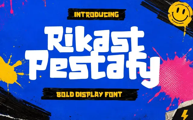 Rikast Pestafy – Bold Display Font specimen from Twinletter