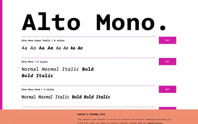 Alto Mono specimen from TYPE BY