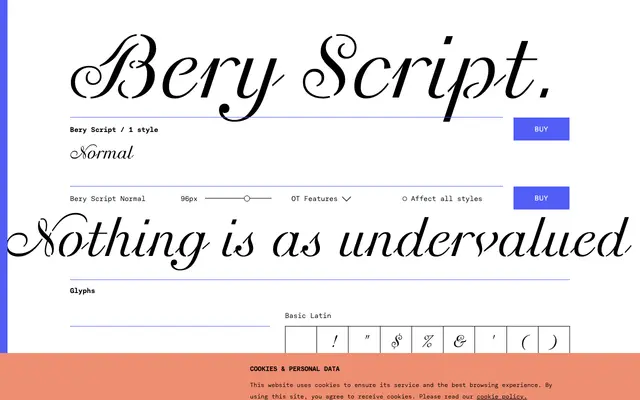 Bery Script specimen from TYPE BY
