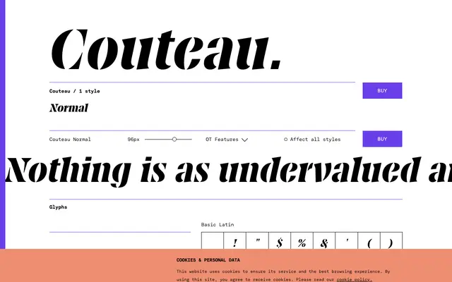 Couteau specimen from TYPE BY