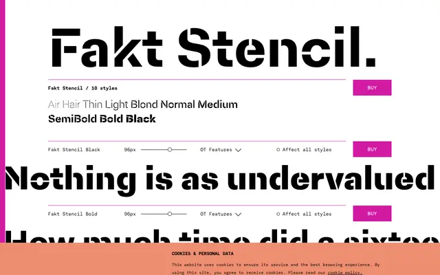Fakt Stencil specimen from TYPE BY