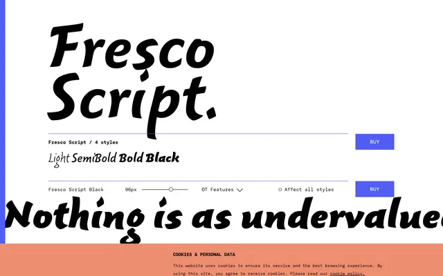 Fresco Script specimen from TYPE BY
