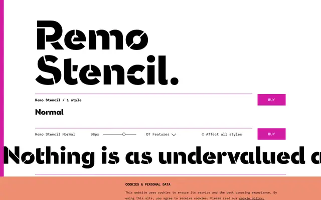 Remo Stencil specimen from TYPE BY