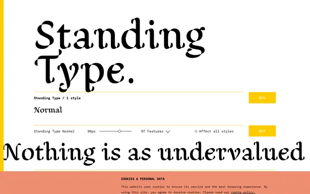 Standing Type specimen from TYPE BY