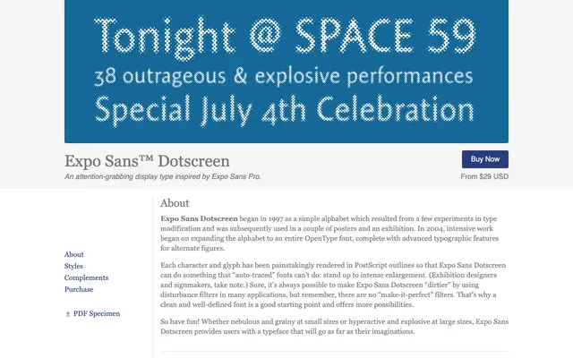 Expo Sans™ Dotscreen specimen from Type Culture