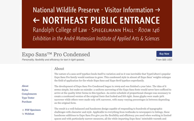 Expo Sans™ Pro Condensed specimen from Type Culture