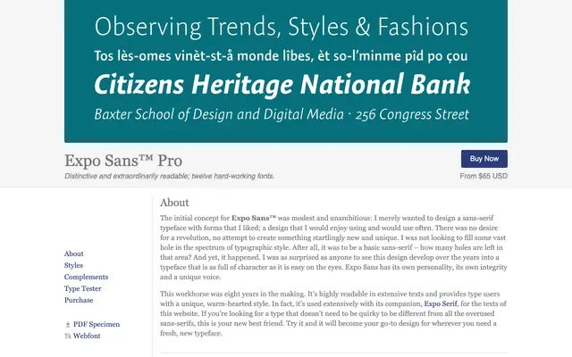 Expo Sans™ Pro specimen from Type Culture