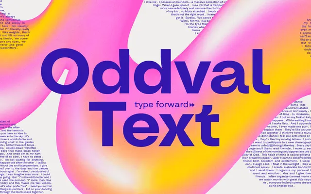 Oddval Text specimen from Type Forward