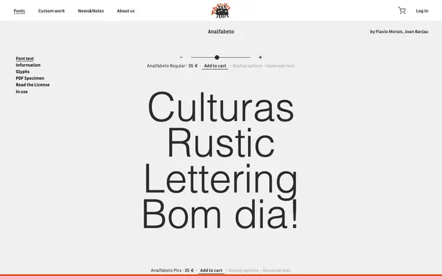 Analfabeto specimen from Type-ø-tones