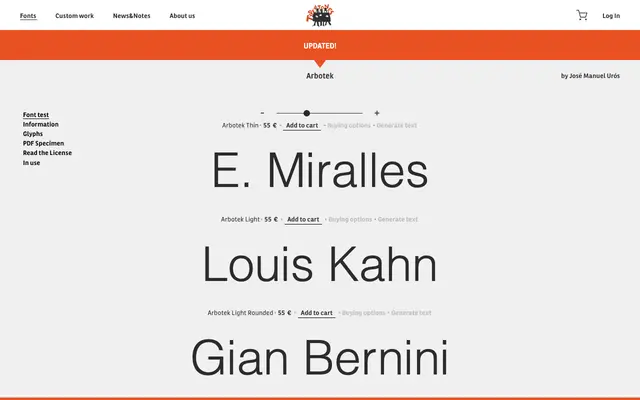 Arbotek specimen from Type-ø-tones