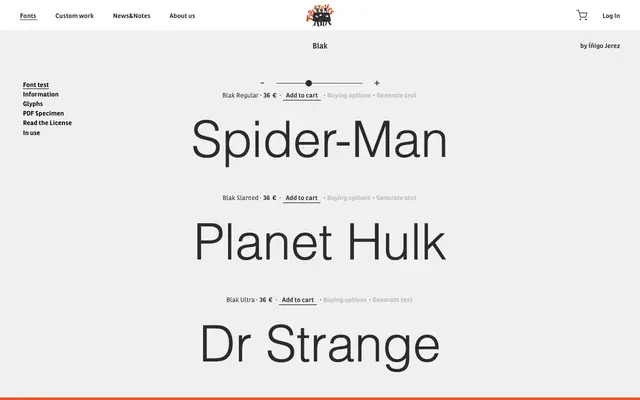 Blak specimen from Type-ø-tones