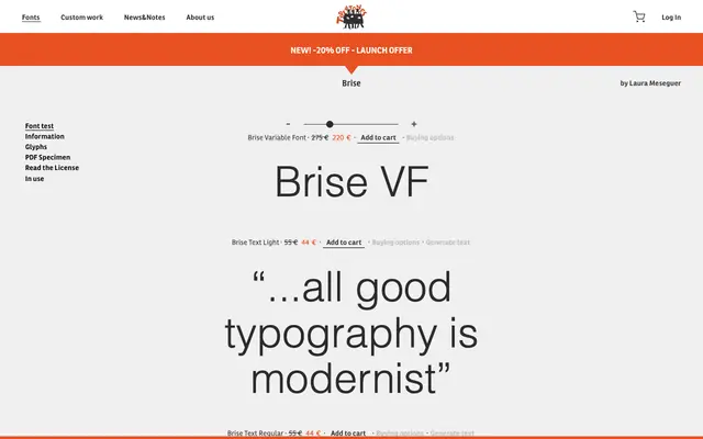Brise specimen from Type-ø-tones