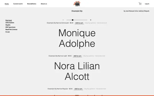 Eixample Dip specimen from Type-ø-tones