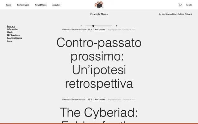 Eixample Glaces specimen from Type-ø-tones