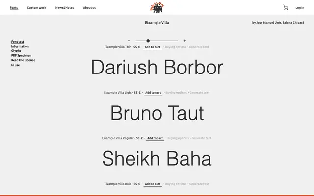 Eixample Villa specimen from Type-ø-tones