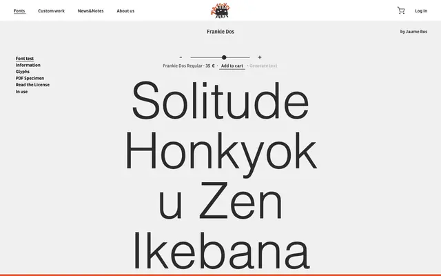 Frankie Dos specimen from Type-ø-tones