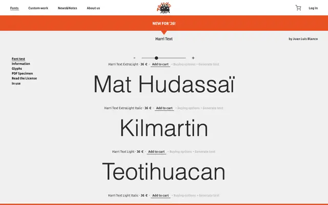 Harri Text specimen from Type-ø-tones