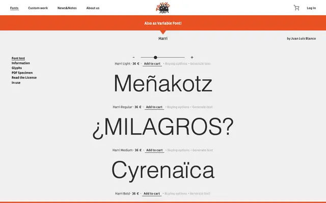 Harri specimen from Type-ø-tones