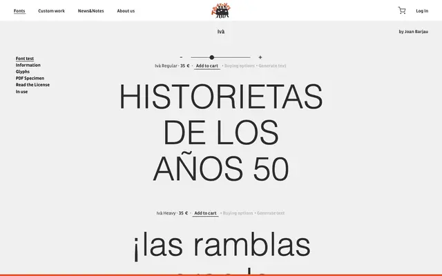 Ivà specimen from Type-ø-tones