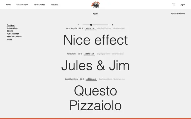 Karol specimen from Type-ø-tones