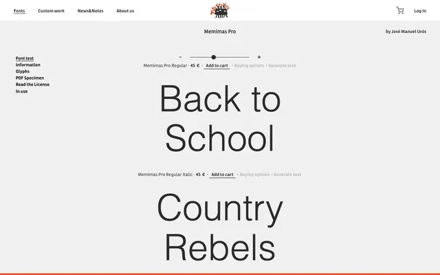 Memimas Pro specimen from Type-ø-tones