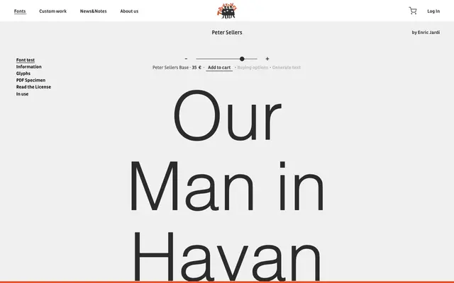 Peter Sellers specimen from Type-ø-tones