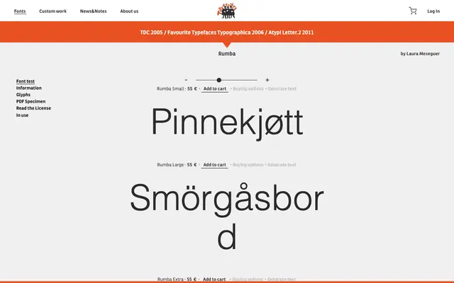 Rumba specimen from Type-ø-tones