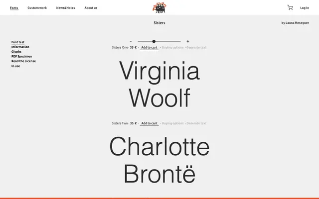 Sisters specimen from Type-ø-tones