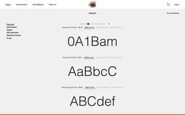Xiquets specimen from Type-ø-tones