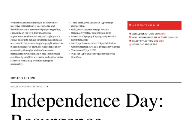 Adelle specimen from TypeTogether