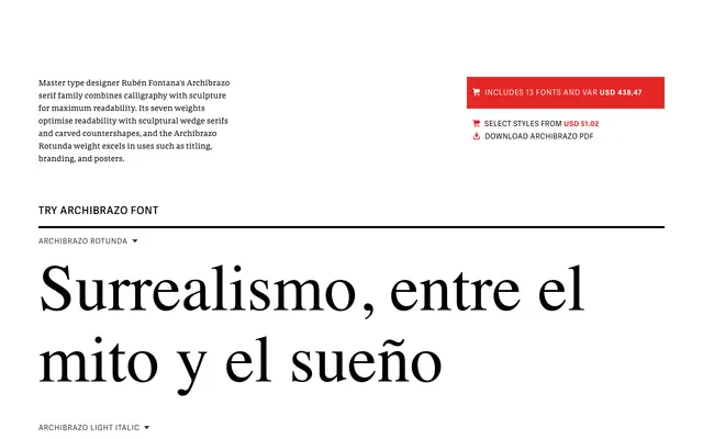 Archibrazo specimen from TypeTogether