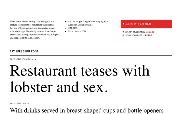 Bree Serif specimen from TypeTogether
