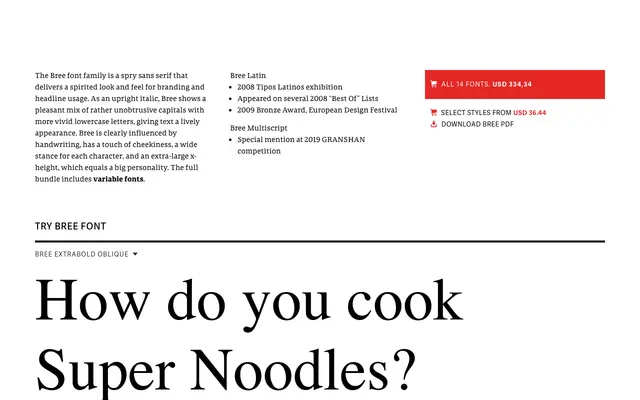 Bree specimen from TypeTogether
