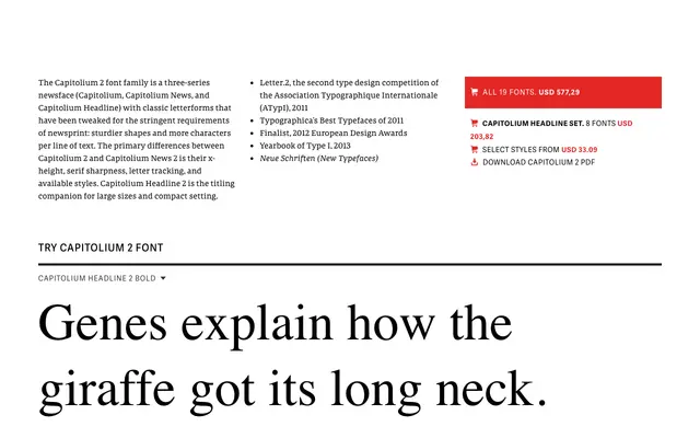 Capitolium 2 specimen from TypeTogether